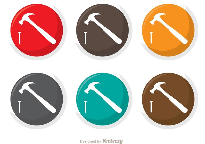 Hammer And Nail Icons Vector Pack