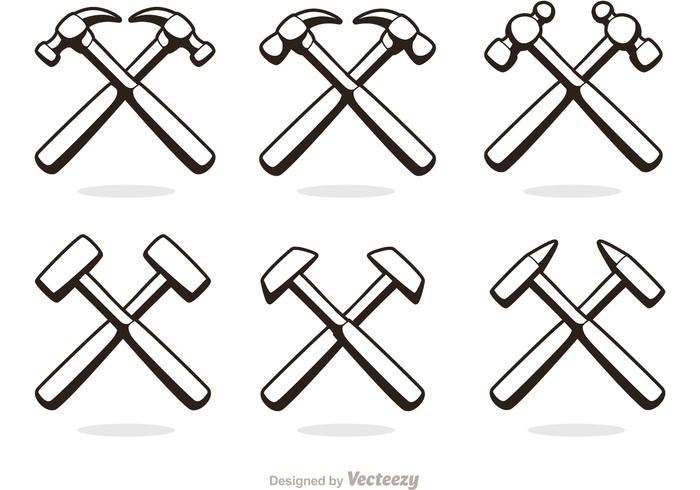 Cruz Hammer Iconos Vector Pack