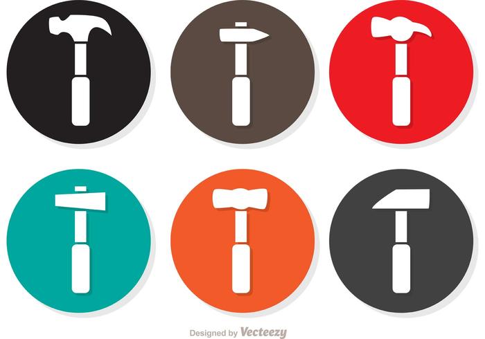 Simple Circle Hammer Icons Vector Pack