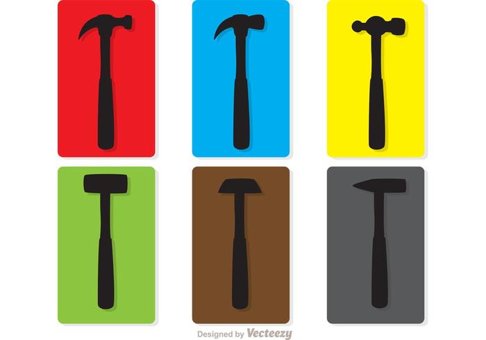 Colorful Silhouette Hammers Vector Pack