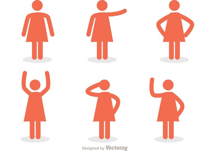 Woman Stick Figure Icons Vector Pack