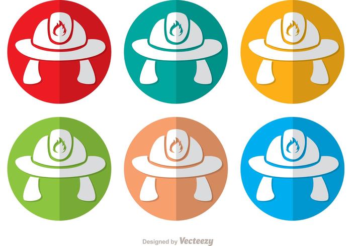 Colorful Fireman Hat Icon Vectors Pack