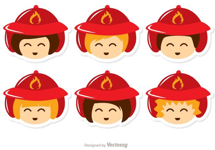 Kids Face Fireman Vector Pack