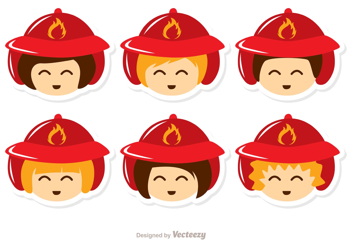 Kids Face Fireman Vector Pack - Download Free Vector Art, Stock