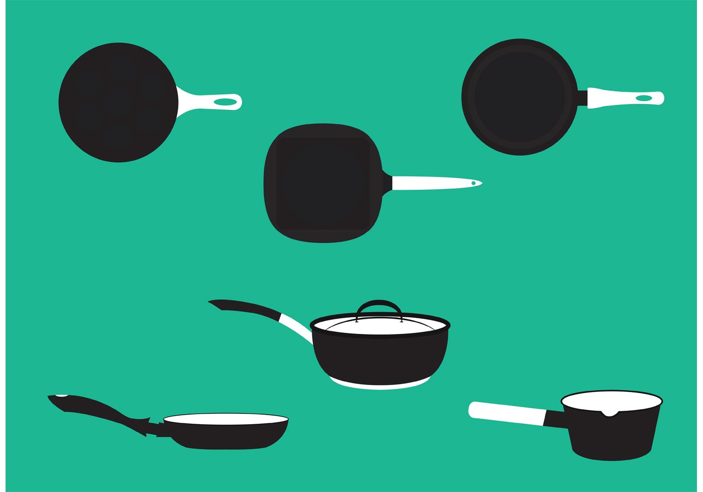 Pan with Handle Vector Set 84592 Vector Art at Vecteezy