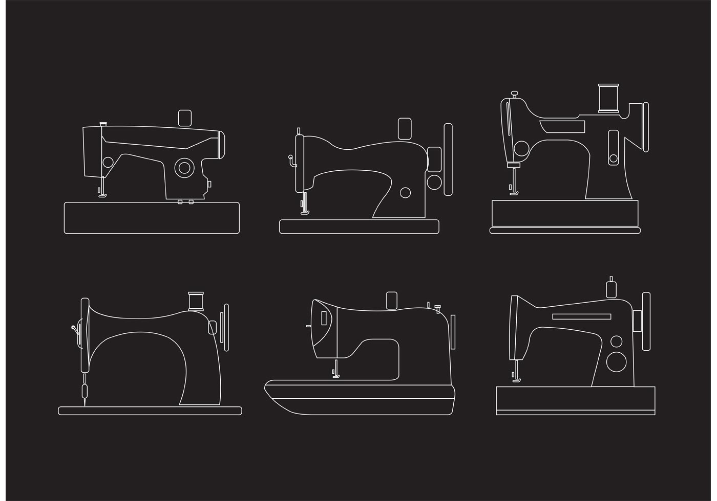 Download Outlined Vintage Sewing Machine Vectors - Download Free Vector Art, Stock Graphics & Images