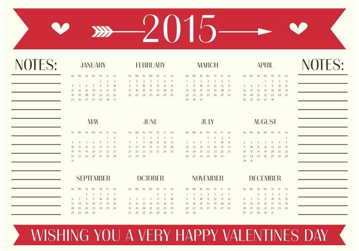 Valentines Day Calendar Card vector