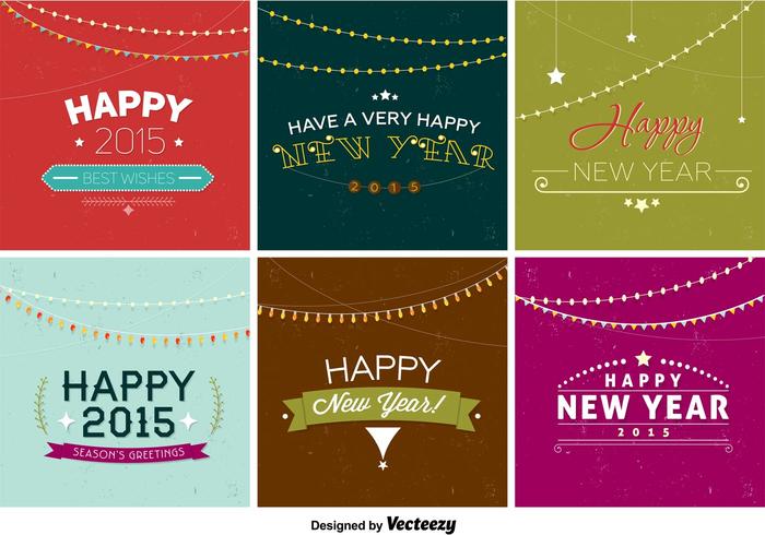 Happy New Year Retro Badges vector