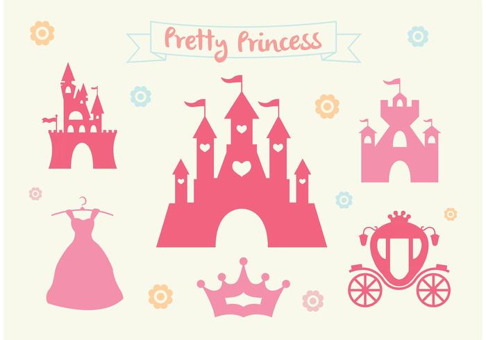 Pink Princess Castle Vector Set