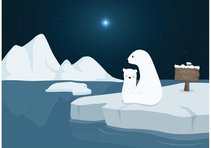 Polar Bears In North Pole Vector