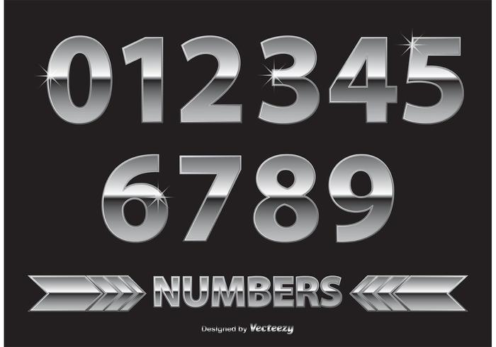 Chrome  Metal Numbers vector