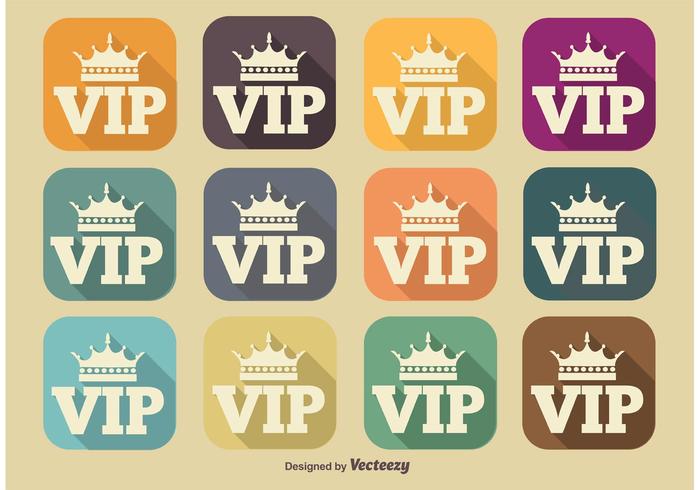 Iconos de sombra larga VIP vector