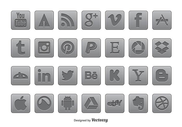 Gray Social Media Icon Set - Download Free Vector Art ...