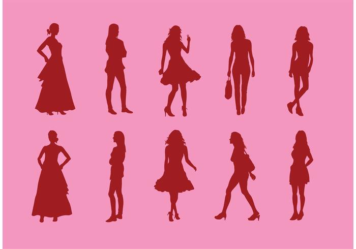 Silhouette of Girls Vectors Silhouette of Girls Vectors