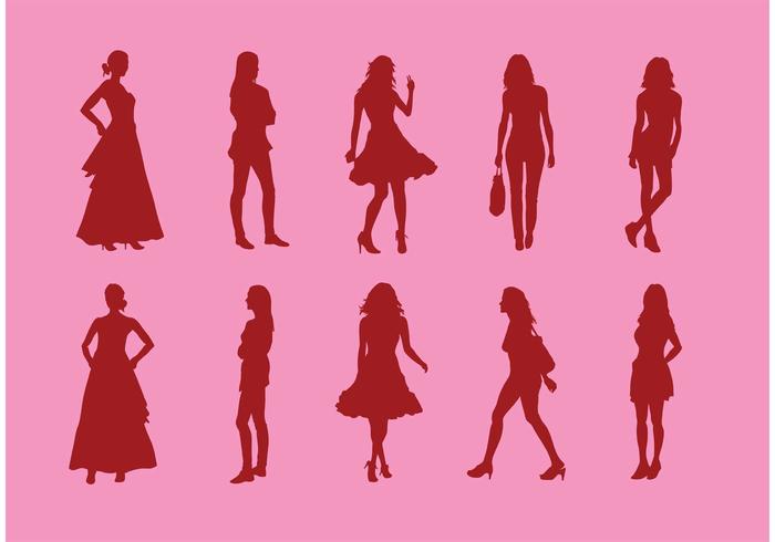 Silhouette of Girls Vectors 