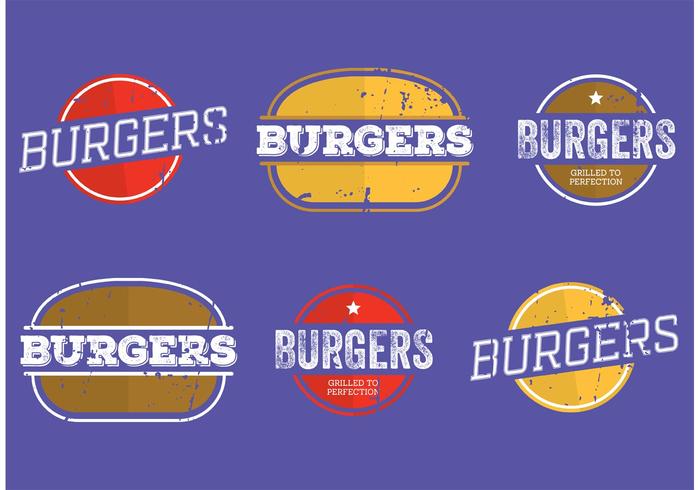 Etiquetas de la hamburguesa del vintage vector