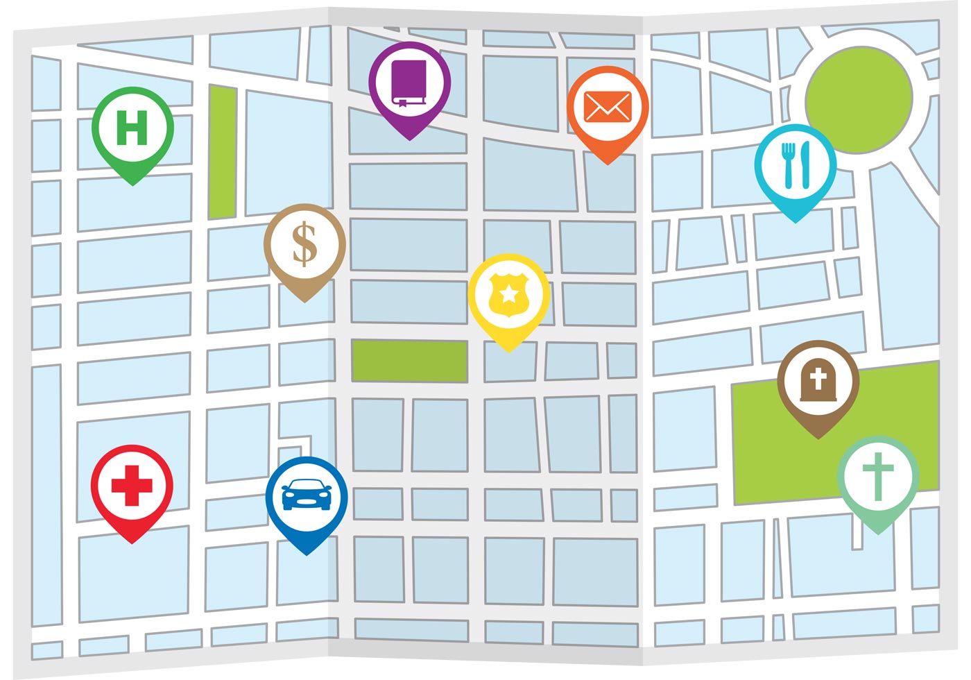 Folded Map Vector - Download Free Vector Art, Stock Graphics & Images