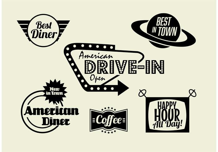 50s Diner, Coffee, and Fast Food Pack vector