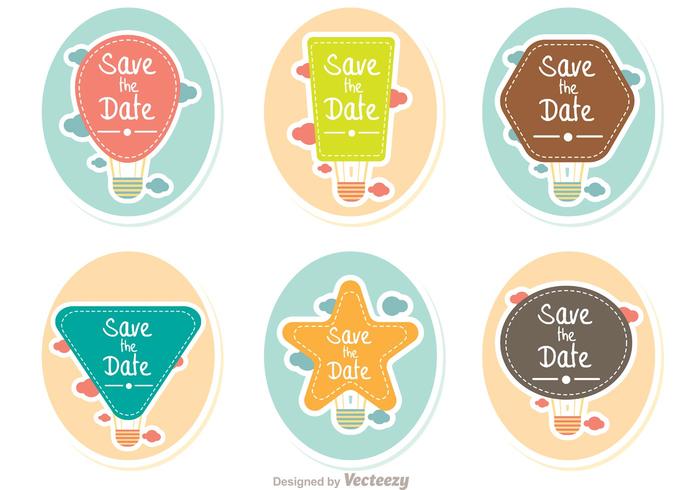 Save The Date Hot Air Balloons Vector Pack