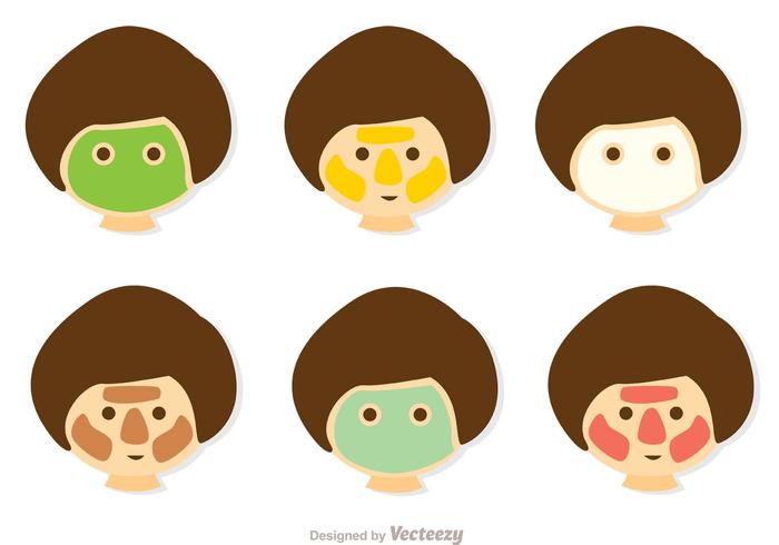 Girl Face Skin Care Vectors Pack Girl Face Skin Care Vectors Pack
