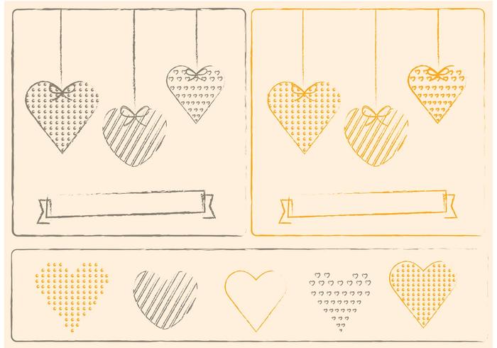 Sketchy Hearts and Valentine Ornament Vectors Sketchy Hearts and Valentine Ornament Vectors