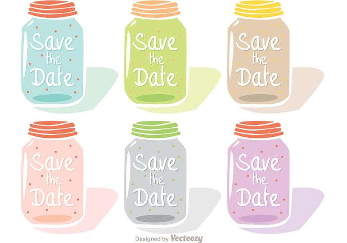 Save The Date Mason Jar Vectors 