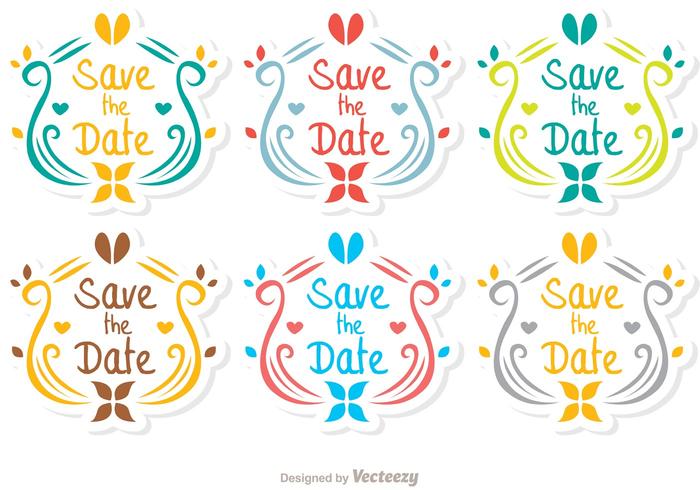 Ornamental Save The Date Vector Pack