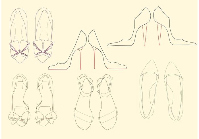 Outlined Women's Shoe Vectors Outlined Women's Shoe Vectors