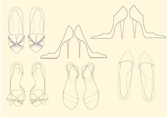 Outlined Women's Shoe Vectors 