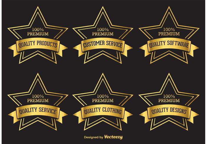 Premium Golden Star Labels vector