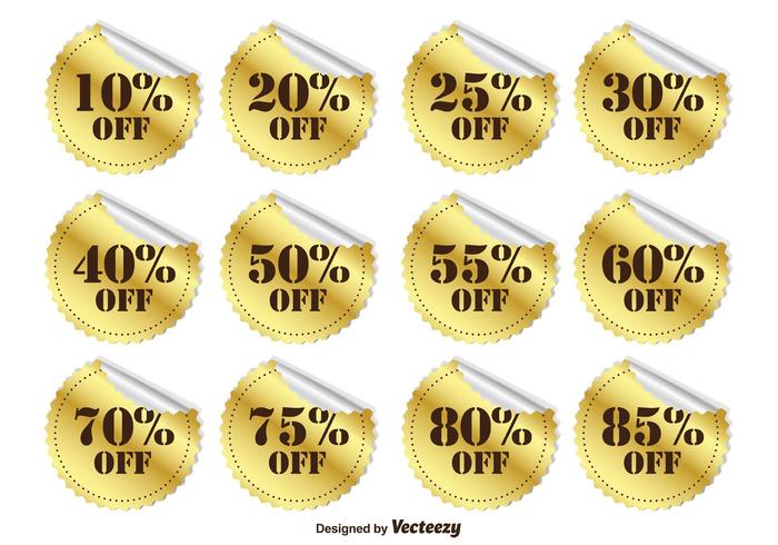 Gold Promotional Discount Stickers vector