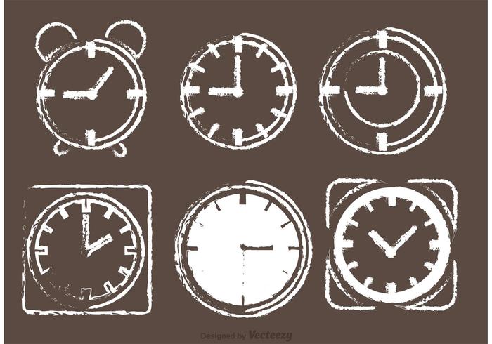 Vectores de reloj de escritorio dibujados con tiza