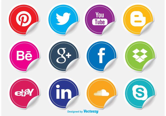 Social Media Icon Stickers vector