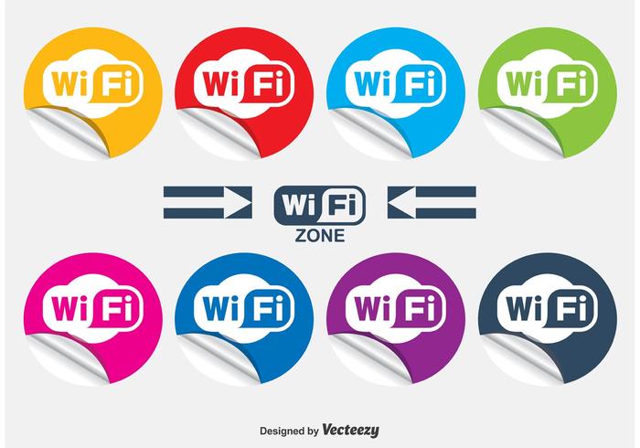 WiFi Curled Stickers vector