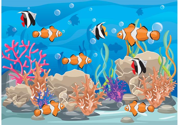 Coral Reef with Fish Vector