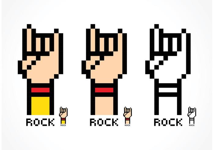 Vector Pixel Rock And Roll Hand Sign