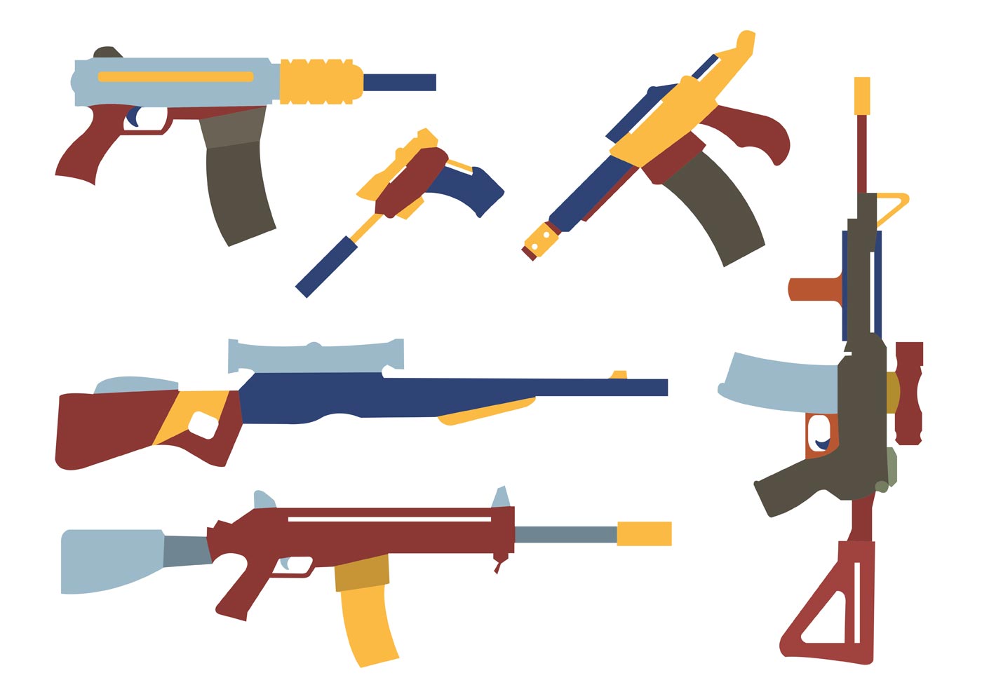 Collection of Colorful Gun Shapes 85117 Vector Art at Vecteezy