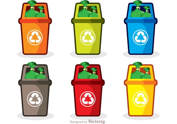 Colorful Trash Icons Vector Pack