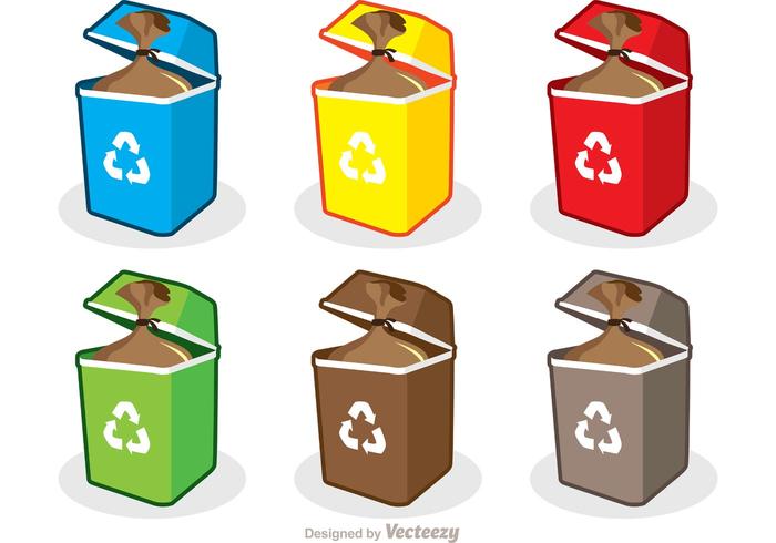 Colorful Trash Set Vector Pack