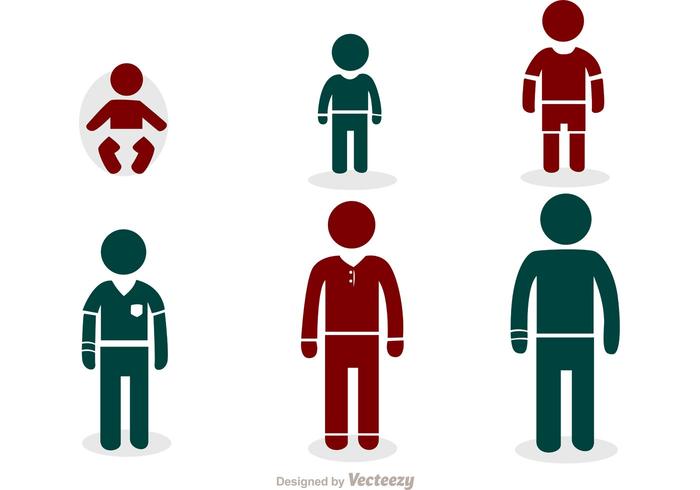 growing man stick figure icons vector pack