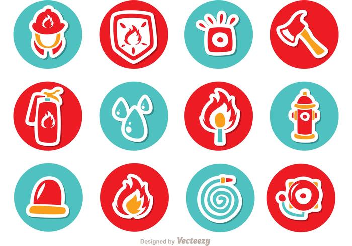 Circle Icons Fireman Vector Pack