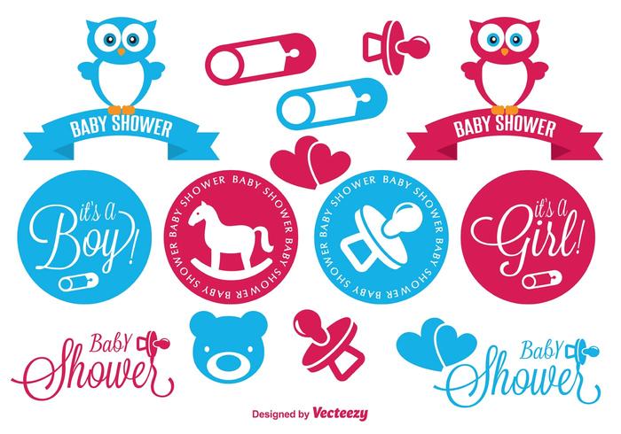 Baby Shower Elements Set vector