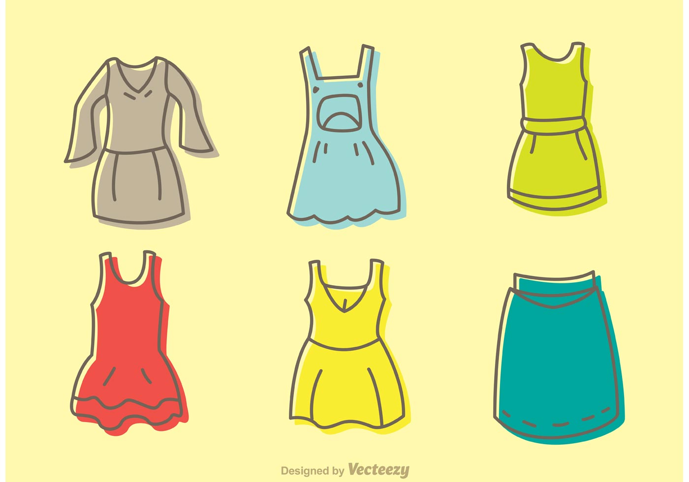 Cartoon Dresses Vectors Pack - Download Free Vector Art, Stock Graphics