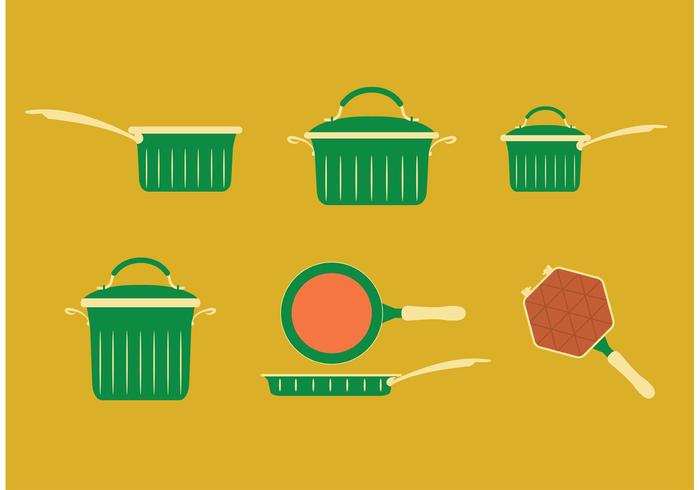 Retro Pan with Handle Vector Set Retro Pan with Handle Vector Set
