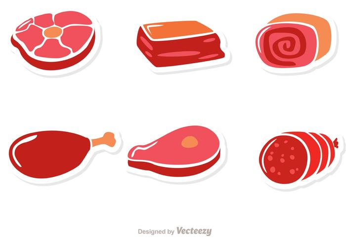 Vectores de la etiqueta engomada de la carne