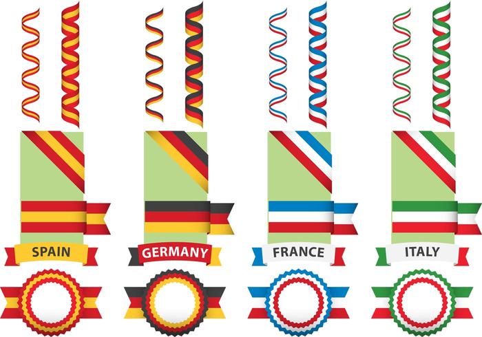 European Flags And Ribbons vector