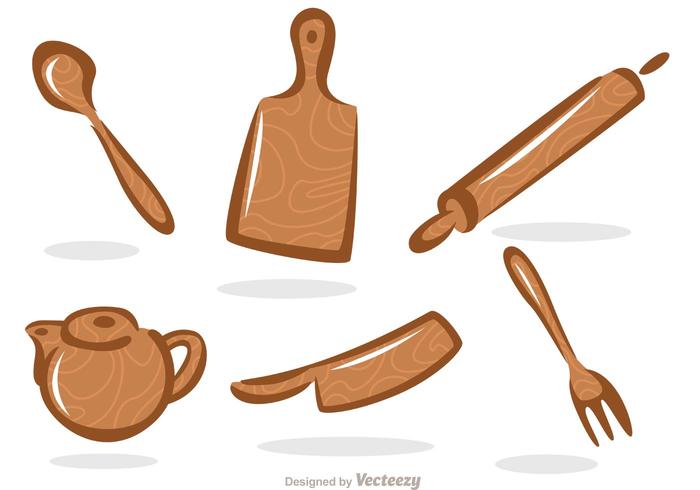 Utensilio de cocina de madera Vector Pack