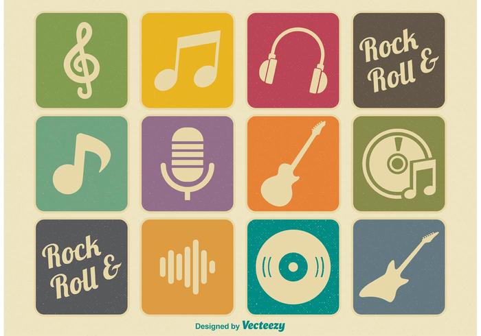 Retro Música Iconos vector