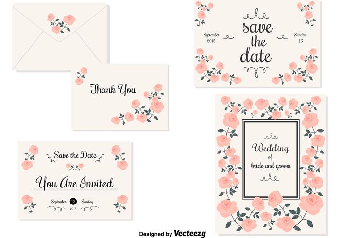 Tarjetas de la invitación de la boda vector