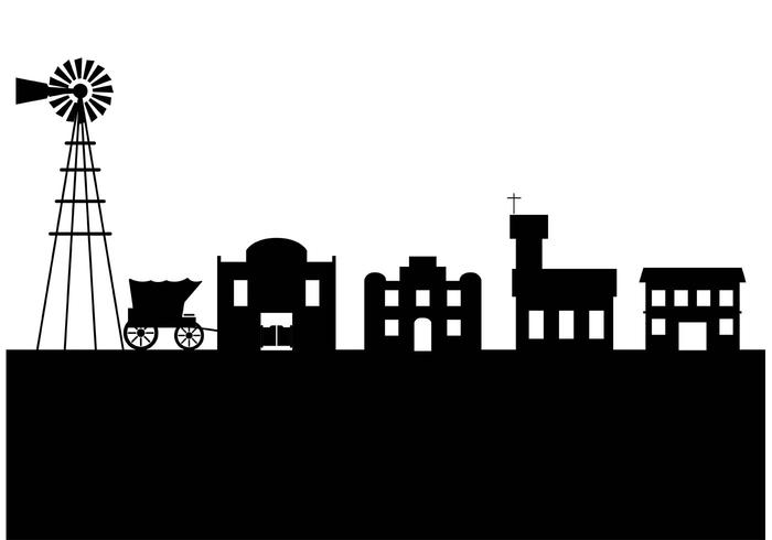 Old west town silhouette  vector